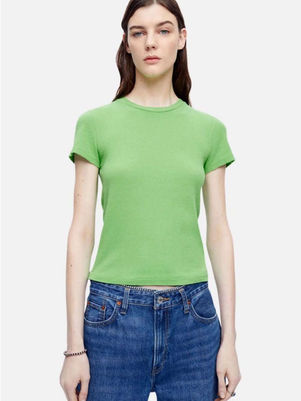 NWT Re/Done Hanes 90s Baby Tee in Peridot